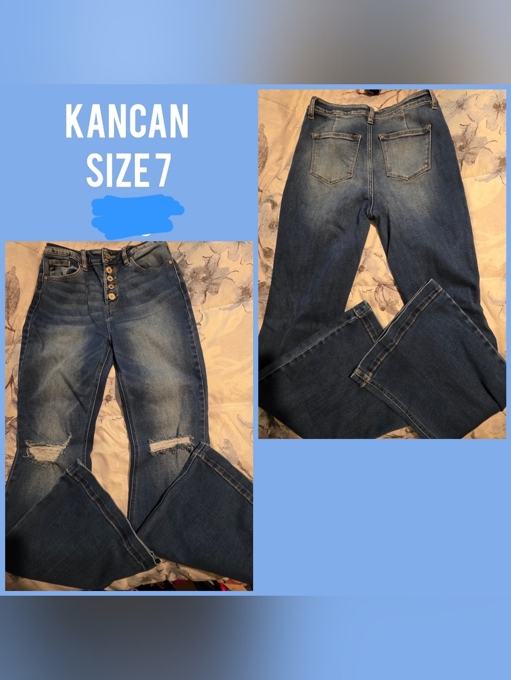 KanCan High-Rise Distressed Dark Blue Jeans